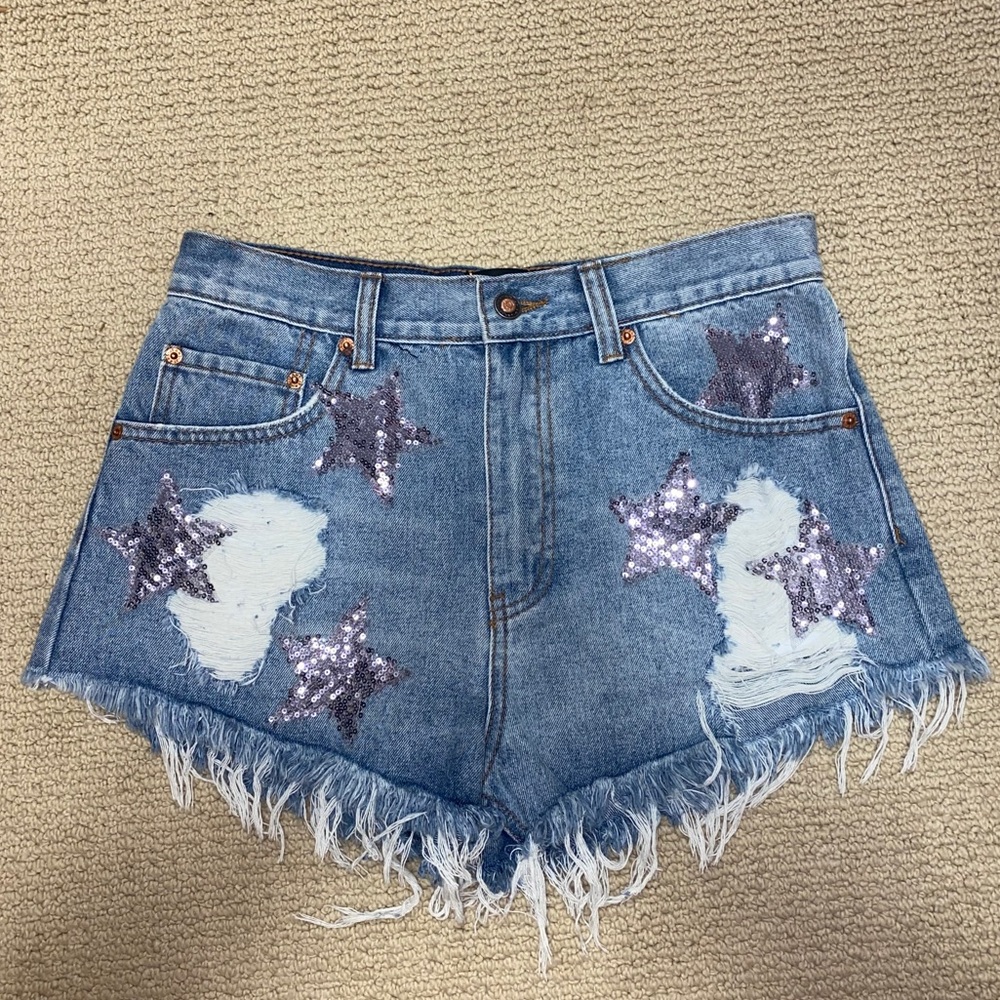 twelve by ontwelfth sequin star jean shorts